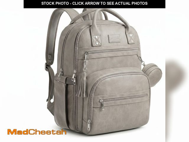 Lot 74-13965002 - ROSEGIN Premium Vegan Leather Diaper Bag Backpack with Waterproof Changing Pad, Reinforced Zippers &...