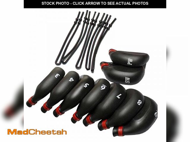 Lot 74-12049472 - Golf Iron Covers, 9Pcs/Set GLOOF Golf Head Covers Black Silicone Rubber Golf Club head Covers Fit Al...