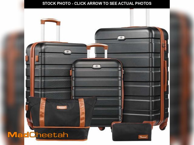 Lot 74-12764681 - 5 Piece Luggage Set,20/24/28 inch Hardshell Lightweight Carry-on and Checked Suitcase with Expandabl...