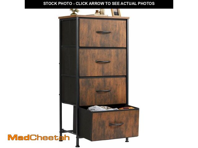 Lot 74-14067663 - Sweetcrispy 4 Drawer Dresser, Fabric Storage Tower Organizer with Sturdy Steel Frame and Wood Top, E...