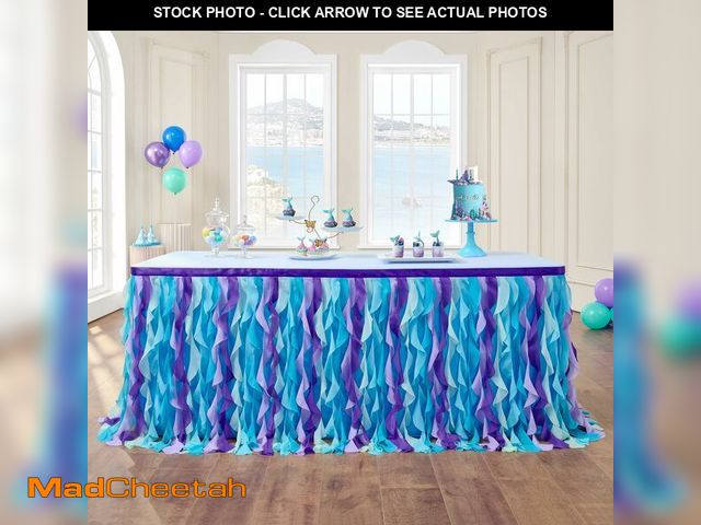 Lot 74-14428533 - leegleri 6FT/72inch Mermaid Curly Willow Tulle Ruffle Table Skirt Rectangle Tables or Round Tables, ...