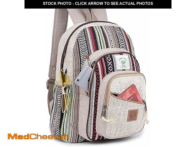 Lot 74-14598263 - (SEE OUR PHOTO FOR COLOR)Marubhumi Natural Himalayan Hemp Backpack: Large, multi-pocket canvas trave...