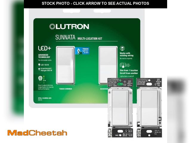 Lot 74-12746064 - Lutron Sunnata LED+ Dimmer Switch and Accessory Switch 3 Way Kit, for Dimmable LED Bulbs, 150-Watt, ...
