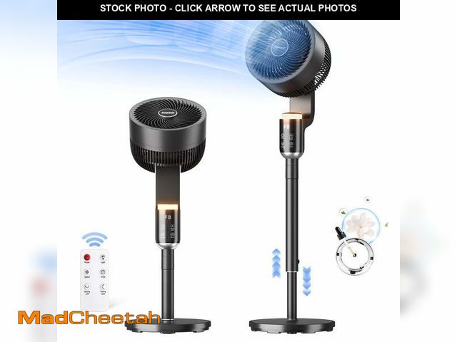 Lot 74-14286813 - Pedestal Fan for Bedroom, Air Circulator Fans with Remote &amp; RGB Light, 120 Horizontal + 90 Verti...