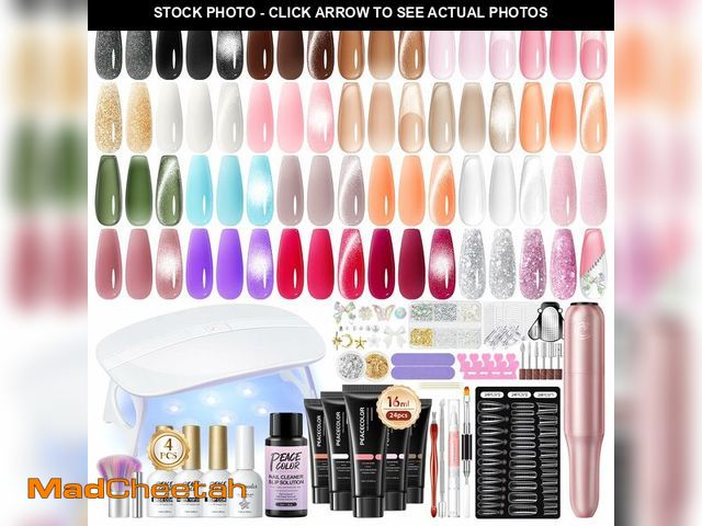 Lot 74-13628767 - PEACECOLOR 52Pcs Poly Nail Gel Kit with Drill and U V Light 24 Colors Poly Nail Extension Gel with C...