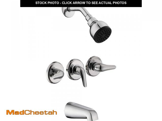 Lot 74-12086154 - Glacier Bay Aragon 3 Handle 1-Spray Tub and Shower Faucet 1.8 GPM in Chrome (Valve Included) - UNUSE...