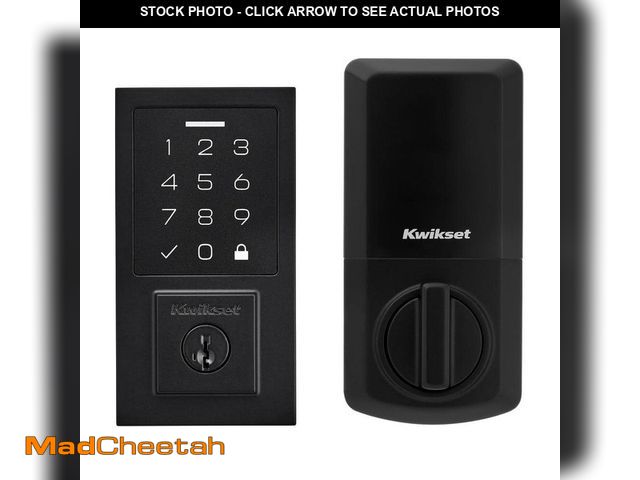 Lot 74-14255545 - Kwikset SmartCode 270 Contemporary Matte Black Touchpad Single Cylinder Electronic Deadbolt Featurin...