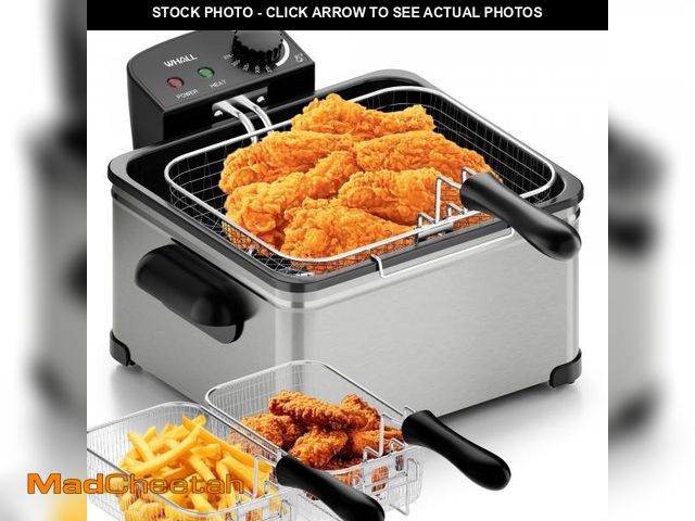 Lot 74-12514755 - WHALL Deep Fryer with 3 Baskets,5 L/21 Cups Oil Capacity,Temperature Control,Stainless Steel,1700 W ...