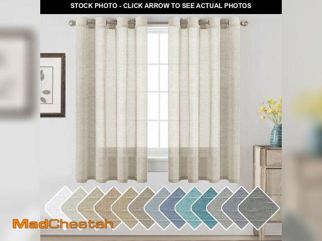 Lot 74-13715380 - H.VERSAILTEX Linen Curtains Flax Linen Blended Curtain Panels for Living Room/Bedroom Semi Sheer Pri...