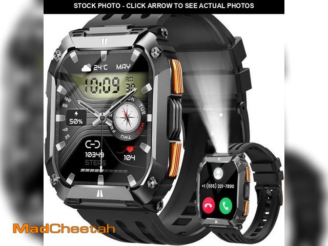 Lot 74-12331756 - Smart Watches for Men Fitness Watch: 100 Days Battery Life/Call/Answer 1.95'' Mens Military Smart Wa...