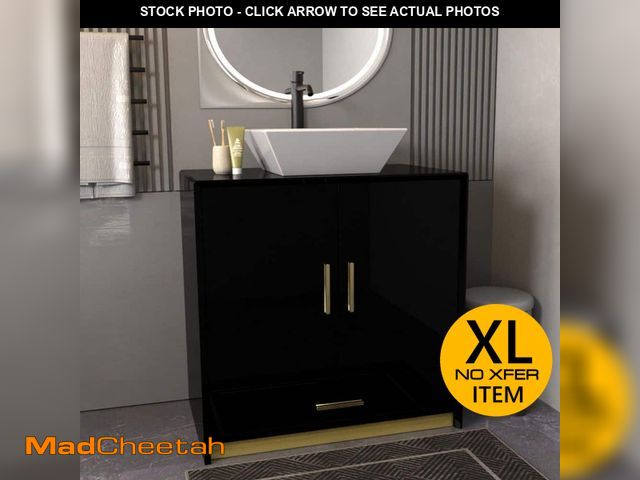 Lot 74-12901063 - FUFU&amp;GAGA 30 in. W x 18.9 in. D x 31.5 in. H Bath Vanity in Black with Marble Top, Bathroom Cabi...