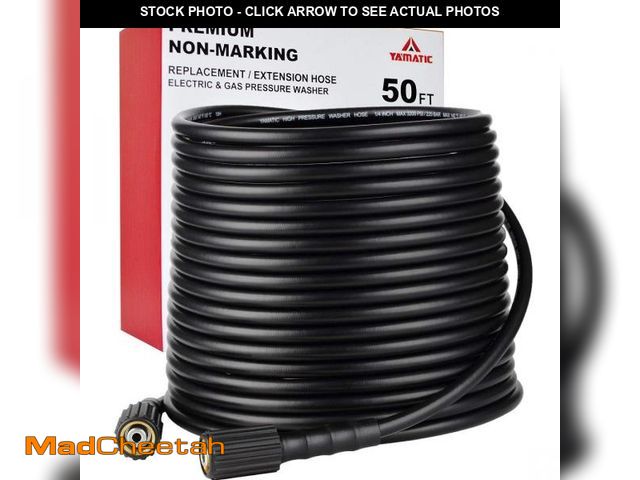 Lot 74-12315468 - YAMATIC Kink Resistant Pressure Washer Hose 50FT 1/4" M22 Brass Fitting Power Washer Hose Replacemen...