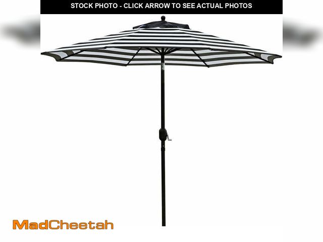 Lot 74-14288371 - Bibana 9 ft Outdoor Patio Umbrella with Push Button Tilt, Easy Crank Lift, 8 Steel Ribs - Black and ...
