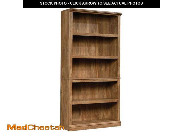 Lot 74-13739614 - Sauder 5 Tier Book Shelf Wooden Bookcase Multipurpose Bookshelf for Home Office, Living Room, in Sin...