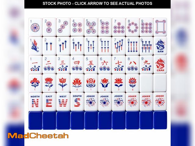 Lot 74-14385962 - Topmahjing American Mahjong Set, 160 Pcs 4-Layer Colorful Acrylic USA Patriotic Tiles, Complete Kit ...