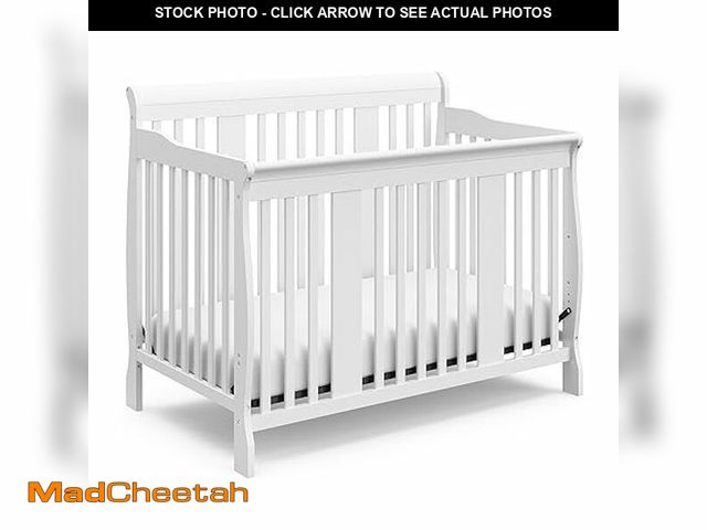 Lot 74-12786525 - Storkcraft Santorini 5-In-1 Convertible Baby Crib White/Driftwood - USED