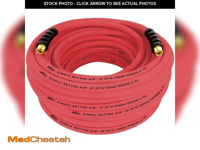 Lot 74-12900094 - Milton ULR 3/8 in. ID x 100 ft. (3/8 in. MNPT) Ultra-Lightweight Durable Rubber Air Hose for Extreme...