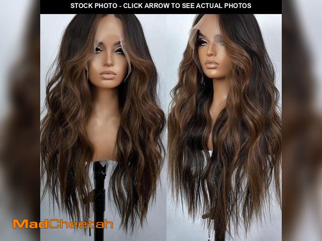 Lot 74-12444826 - YUPEWG Synthetic Lace Front Wig Pre Plucked Ready to Wear HD Glueless 13x4x1 Highlight Ombre Brown W...