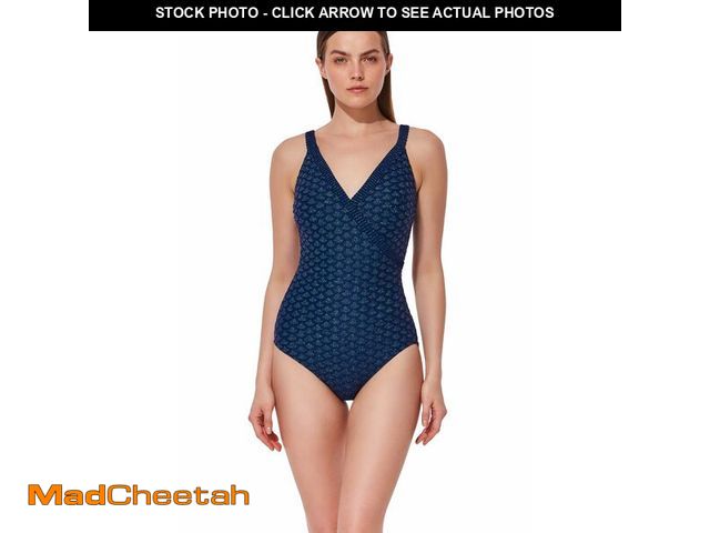 Lot 74-13715274 - Gottex Women's Standard Scaled Up Surplice Knit One Piece, Navy-Turquoise - UNUSED