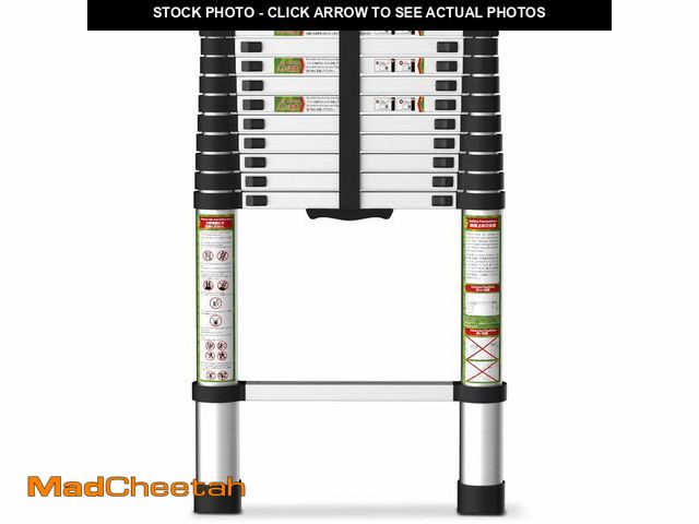 Lot 74-14070922 - Primy 10.5 FT Telescoping Ladder, Aluminum One-button Retraction Collapsible Extension Ladder, 330 L...