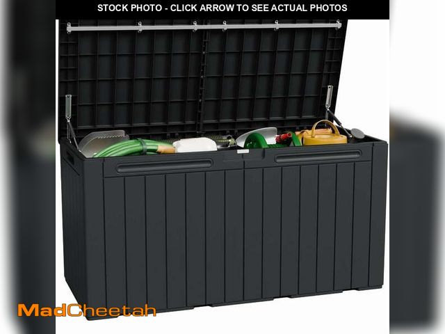 Lot 74-14369215 - Homall 98 Gallon Deck Box with Lockable Lid, Waterproof Outdoor Storage Container for Patio, Garden ...