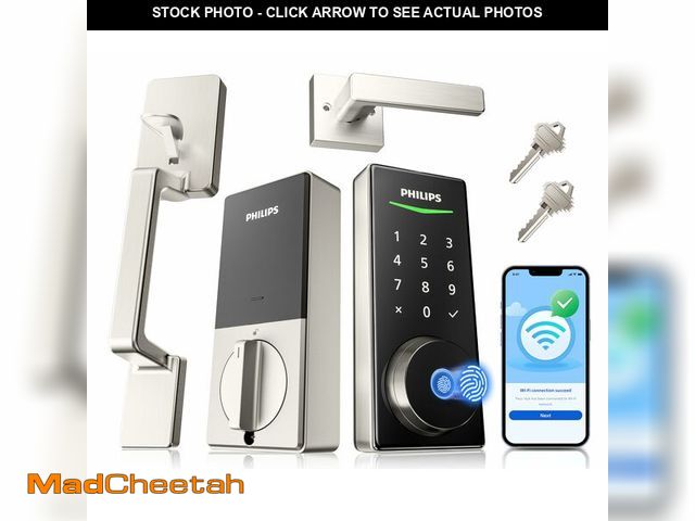Lot 74-14151624 - Philips WiFi Smart Lock with Front Door Handle Set, Built-in WiFi, APP Remote &amp; Voice Control, F...