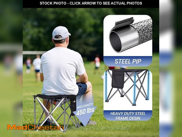 Lot 74-12140824 - FUNDANGO Folding Camping Stool, 2 Pack 18.1 Inch Oversized Foot Rest 400 Lbs Heavy Duty Portable Pad...