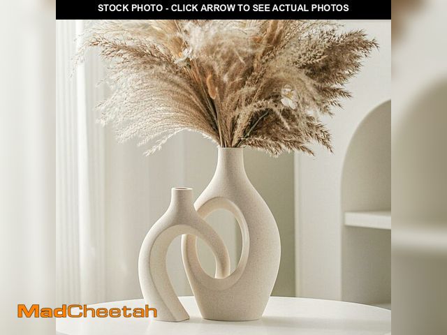 Lot 74-13710071 - Lvases Snuggle Hollow Ceramic Vase Set of 2, Boho ins Style Round Nordic Mid Century Modern Aestheti...