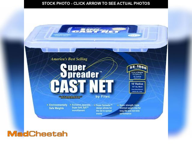 Lot 74-12885013 - Fitec 10860 SS1000 Super Spreader Cast Clear Mono  6' x 3/8" Mesh Fishing Net - USED