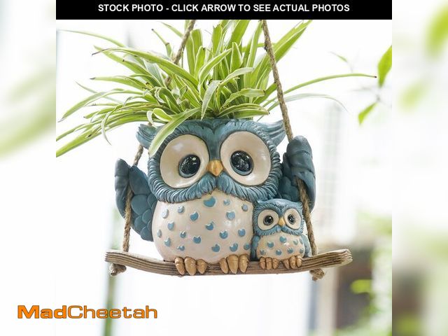 Lot 74-12717571 - Swing Owl Hanging Planters for Indoor Plants, Cute Small Succulent Pots with Drainage Hole, Unique R...