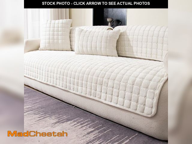 Lot 74-13564129 - MDSASFD Velvet Couch Cover, Washable Sectional Sofa Cover, Anti Slip Sofa Slipcovers for 3 Cushion C...