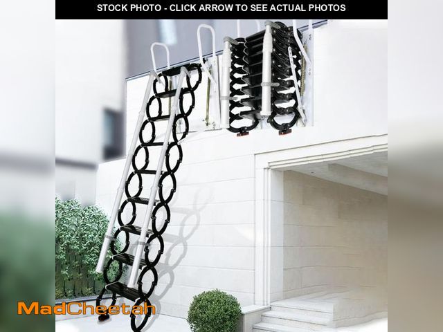 Lot 74-12105752 - Wall-Mounted Folding Stairs, Folding Loft Staircase with Handrails,Telescoping Attic Ladder with Pul...