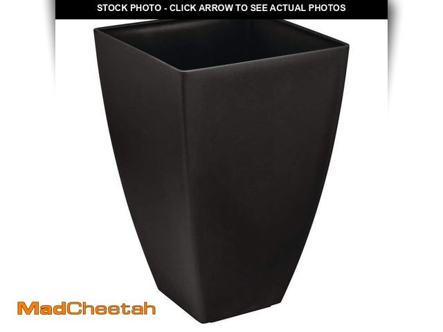 Lot 74-12731660 - *DIRTY* Vigoro 13.5 in. Tallulah Black Modern Recycled Materials Slate Tall Square Planter (13.5 in....