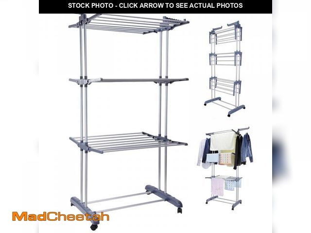 Lot 74-12490735 - Clothes Drying Rack, 4 Tier Outdoor Laundry Drying Rack, Laundry Drying Rack with Foldable Wings Ind...