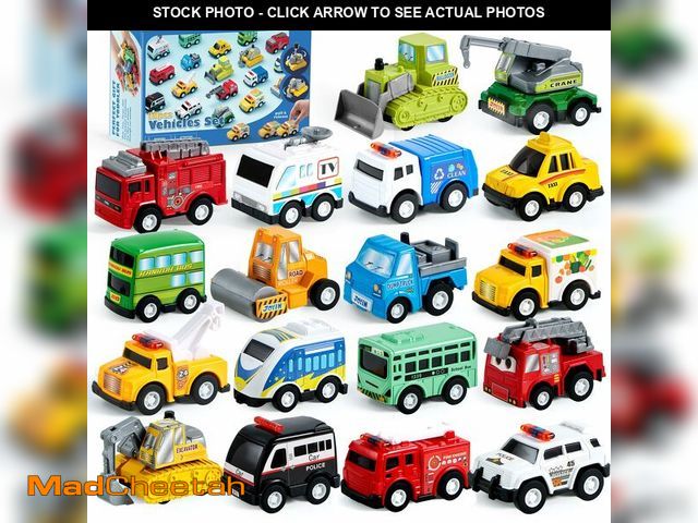 Lot 74-14149108 - JOYIN 18 Pcs Pull Back City Cars and Trucks Toy Vehicles Set, Friction Powered Mini Cars Toys for To...