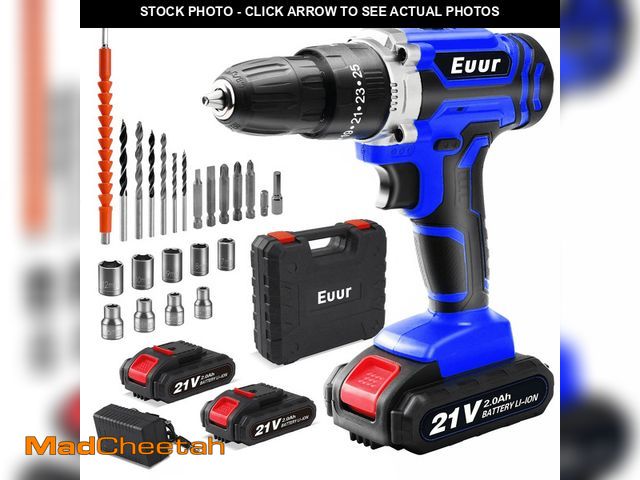 Lot 74-12850134 - Euur Cordless Drill, 21V Power Drill Set, 25+1 Position Adjustable Torque Electric Drill, 2-Speed Tr...