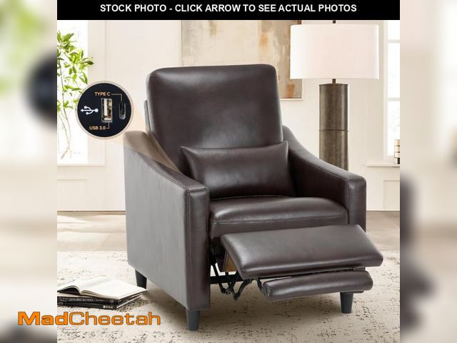 Lot 74-12489822 - COLAMY Pushback Electric Recliner Chair, Premium Leather Upholstery with Adjustable Angles, Extra Lu...