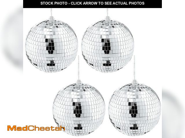 Lot 74-13548880 - Suwimut 4 Pack Mirror Disco Ball, 6 Inch Cool and Fun Silver Hanging Disco Ball with Attached String...