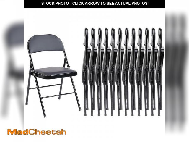 Lot 74-12262865 - Sweetcrispy Folding Chair 4 Pack, Leather Padded Folding Chairs, Sturdy Metal Foldable Chairs, Easy ...