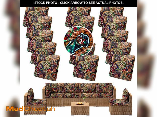 Lot 74-14065002 - SUKAIKEQA Outdoor Cushion Covers Set,12PCS Patio Furniture Couch Seat Slipcovers, Replacement for So...