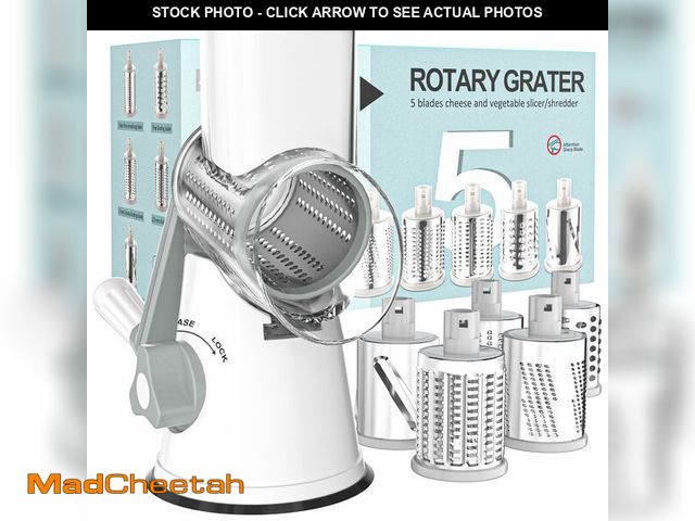Lot 74-12451722 - Cambom 5 in 1 Rotary Cheese Grater Hand Crank Cheese Shredder for Fresh Cheese, Vegetable, Nuts,Non-...