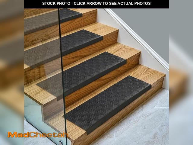 Lot 74-12396739 - Indoor/Outdoor Hose-Wash Square Edge Design Non-Slip Rubber 10" x 30" Modern Stair Treads for Stairs...