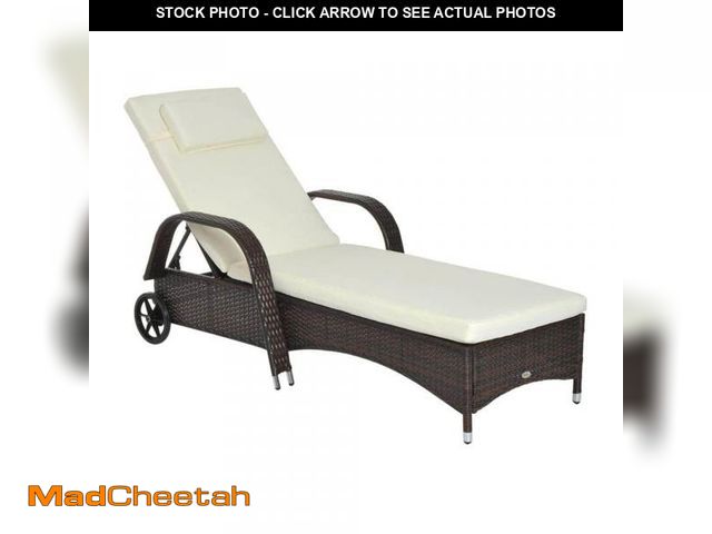 Lot 74-12424825 - Outsunny Mixed Brown Outdoor Plastic Rattan Wicker Outdoor Chaise Lounge Chair with Height Adjustabl...
