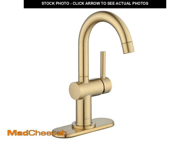 Lot 74-14441931 - Dorind Single-Handle Single Hole High-Arc Bathroom Faucet In Brushed Gold - UNUSED