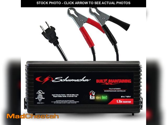 Lot 74-14389312 - *DIRTY* Schumacher Electric 1.5-Amp Car Battery Charger and Maintainer, Fully Automatic, 6/12V for P...
