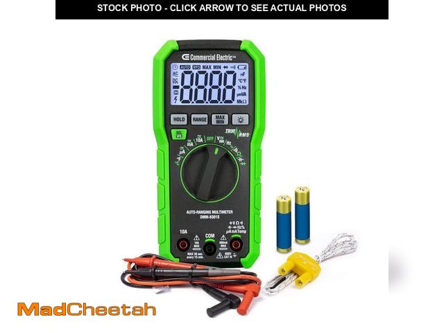 Lot 74-12690912 - Commercial Electric 600-Volt True RMS Auto-Ranging Digital Multimeter with Temperature - UNUSED