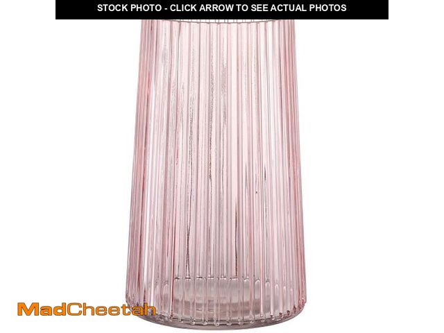 Lot 74-12439157 - MARTAGE Pink Glass Vase for Flower, Flower Vase for Bouquet, Modern Glass Vases, Ribbed Vases for Li...