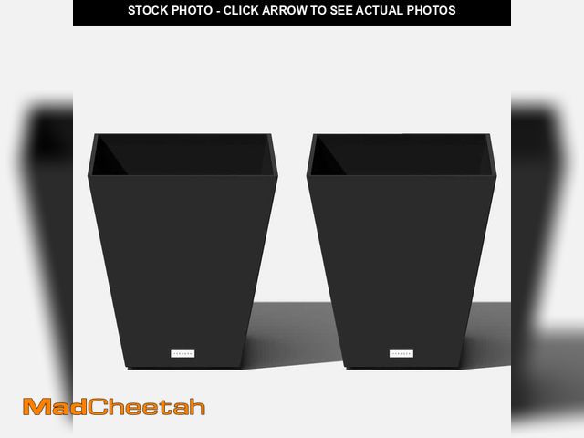 Lot 74-14362763 - Veradek Nobleton Large Black Plastic Tapered Planter with Drainage Holes (16 in. L x 16 in. W x 18 i...