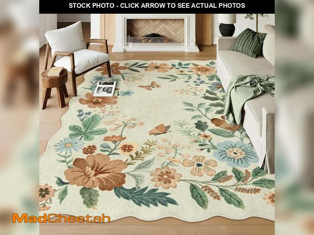Lot 74-13776074 - Moynesa 9'x12' Floral Washable Area Rugs, 9x12ft Soft Bedroom Large Rug for Living Room Ultra-Thin N...