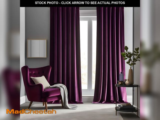 Lot 74-12432528 - Aljctns Grape Purple Velvet Curtains 96 inches Long Luxury Blackout Curtains for Bedroom Living Room...